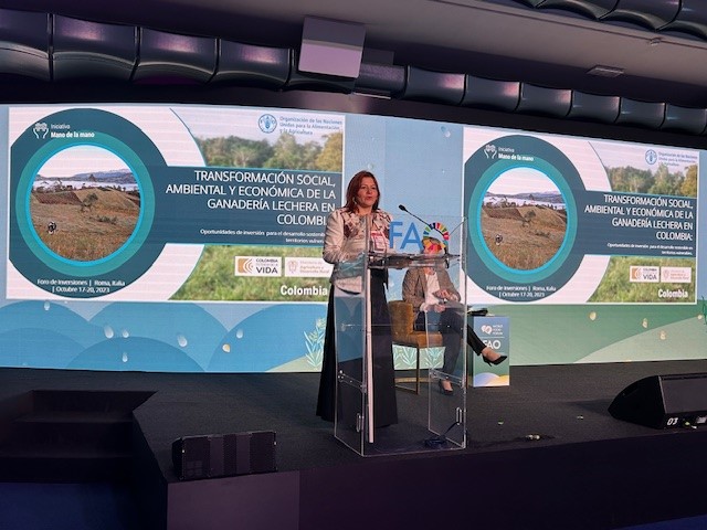 Presentación de la iniciativa “Transformación social, ambiental y económica de la ganadería lechera en Colombia: oportunidades de inversión para el desarrollo sostenible en territorios vulnerables”, a cargo  de la Viceministra de Asuntos Agropecuarios del Ministerio de Agricultura y Desarrollo Rural, Dra. Aura Maria Duarte Rojas