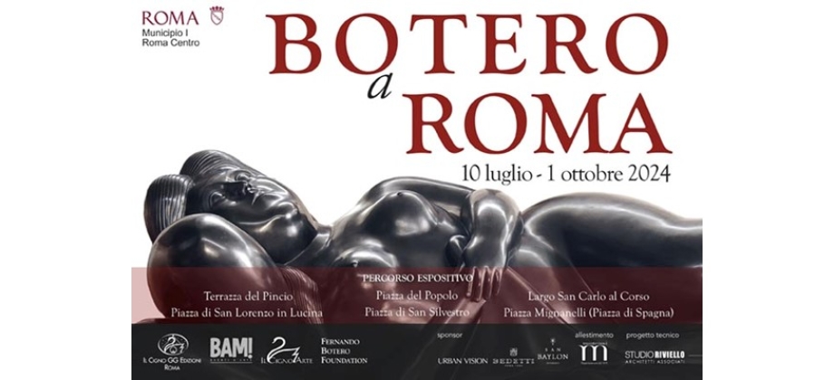 Invitación con la información sobre la Inauguración de la exposición “Botero a Roma”