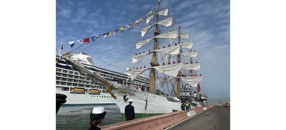 Embajada de Colombia en Italia celebra la llegada del embajador de Colombia en los mares del mundo, el buque escuela e insignia ARC Gloria