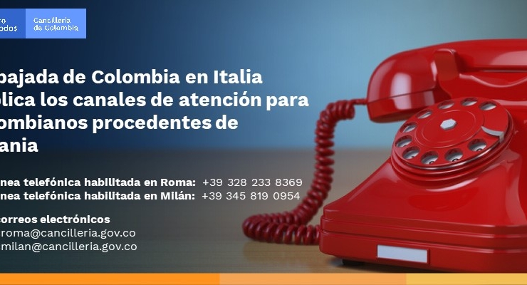 Embajada de Colombia en Italia publica los canales de atención para Colombianos de Ucrania