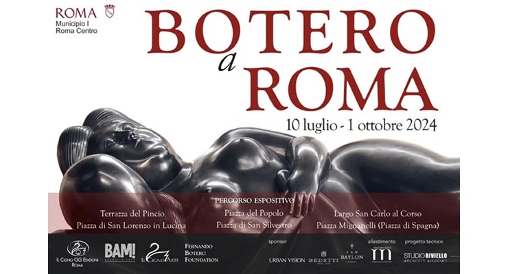 Invitación con la información sobre la Inauguración de la exposición “Botero a Roma”